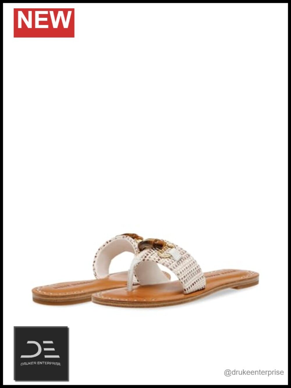 Women's Leather Sandals Rhinestone Flat Slingback Slip On Casual